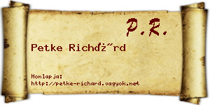 Petke Richárd névjegykártya