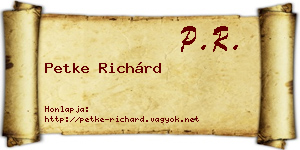 Petke Richárd névjegykártya